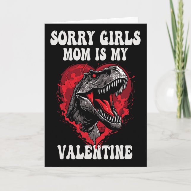 Kille Rolig Dinosaurie T Rex Sorry Tjejer Min Mamm Kort (Framsida)