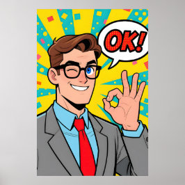 Kille som säger OK Pop Art Poster