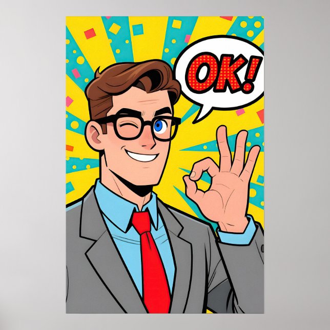 Kille som säger OK Pop Art Poster (Framsidan)