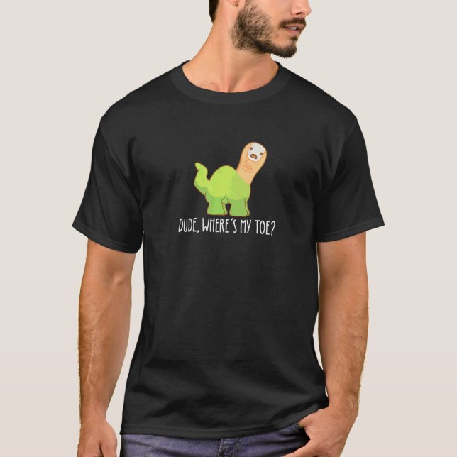 Kille Var är min tå  Amputation Brontosaurus Amput T Shirt (Framsida)