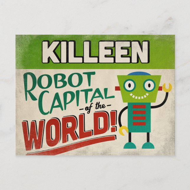 Killeen Texas Robot - Funny Vintage Vykort (Framsida)
