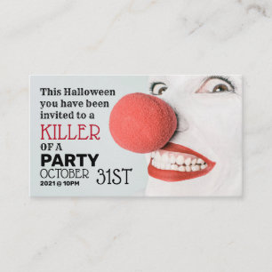 Killer Clown, inbjudan till Halloween fest Biljett