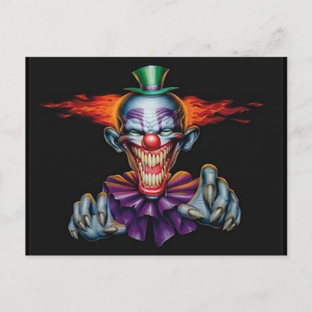 Killer Evil Clown Vykort (Framsida)