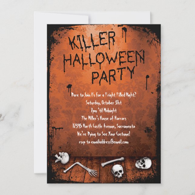 Killer Halloween fest med Döskallar Inbjudningar (Framsida)