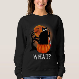 Killer Halloween Scary Måne Black Cat Knivar P T Shirt