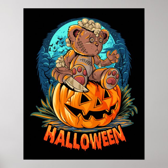 Killer Nalle Halloween Jack-o-lantern Poster (Framsidan)