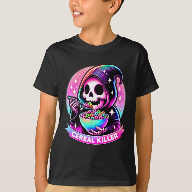 Killer Reaper Halloween Skeleton the Grim Reaper E T Shirt (Framsida)