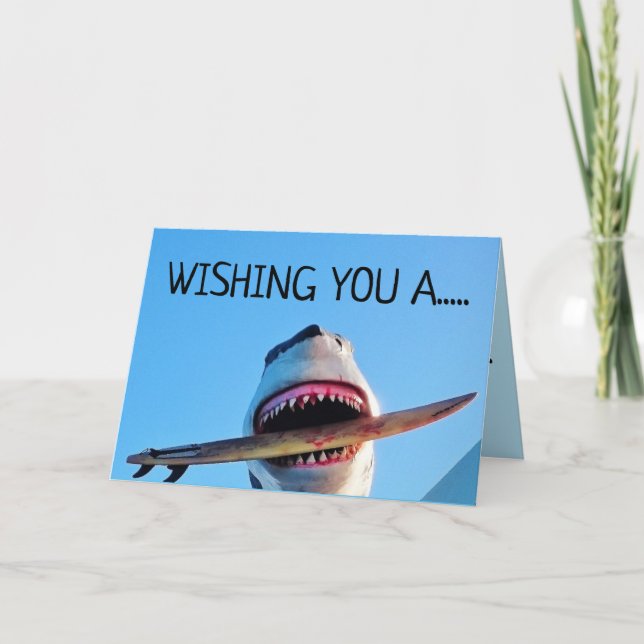 KILLER SHARK FUNNY BIRTHDAY-KORT KORT (Framsida)