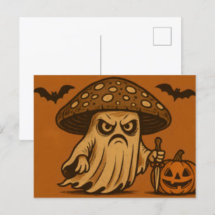 Killer Shroom-Spooky Ghost med Knivar Helg Vykort