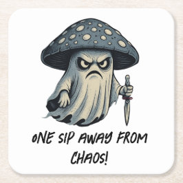 Killer 'Shroom - Spooky Ghost med Knivar Underlägg Papper Kvadrat