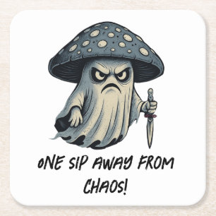 Killer 'Shroom - Spooky Ghost med Knivar Underlägg Papper Kvadrat