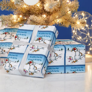 Killer Snögubbe Funny Tecknad jul Gift Wrap Presentpapper