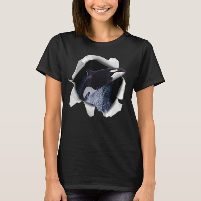 Killer Whale and Tapet Fishing Dyka me T Shirt (Framsida)