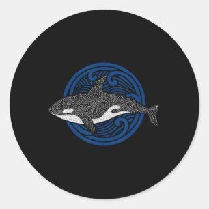 Killer Whale Design Ocean Vågar Manar Boys Kids Or Runt Klistermärke