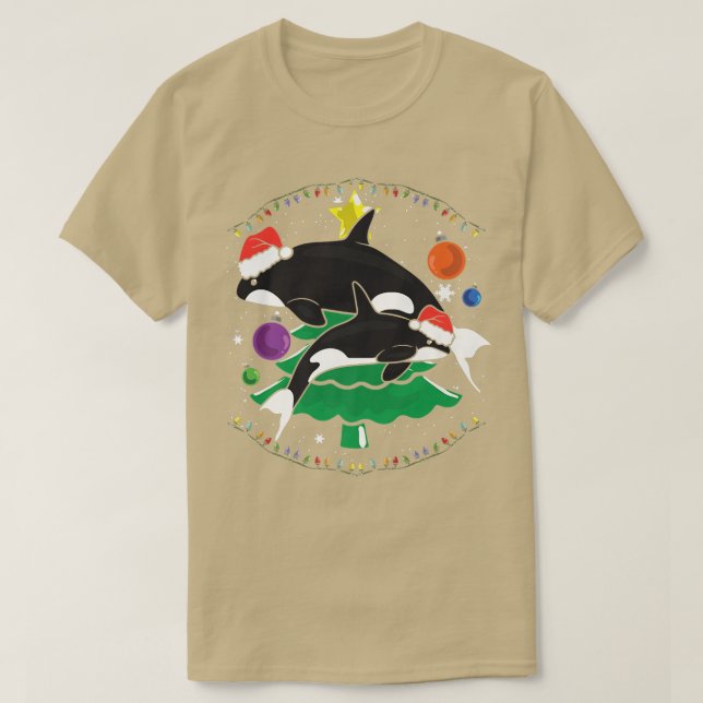 Killer Whale Family Julgran Ornament T Shirt (Design framsida)