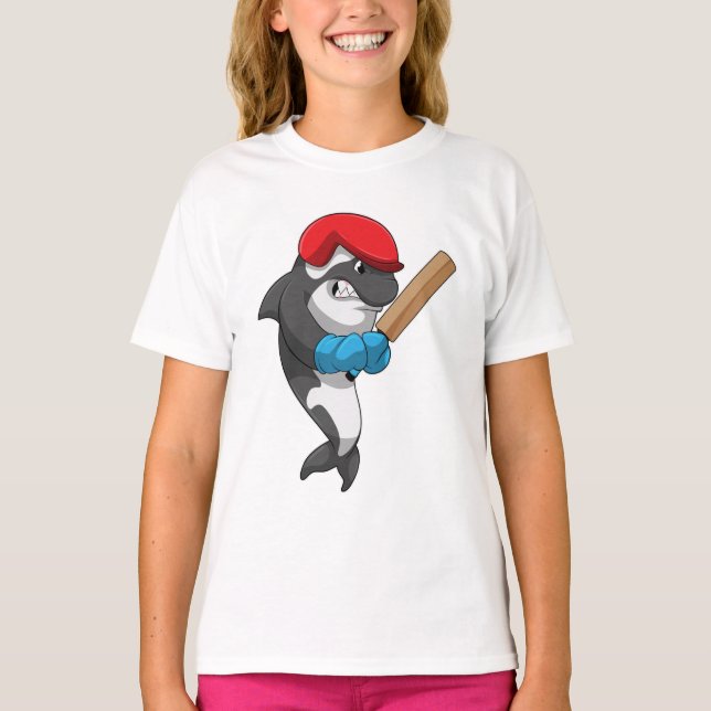 Killer whale i Cricket med Cricket fladdermus T Shirt (Framsida)