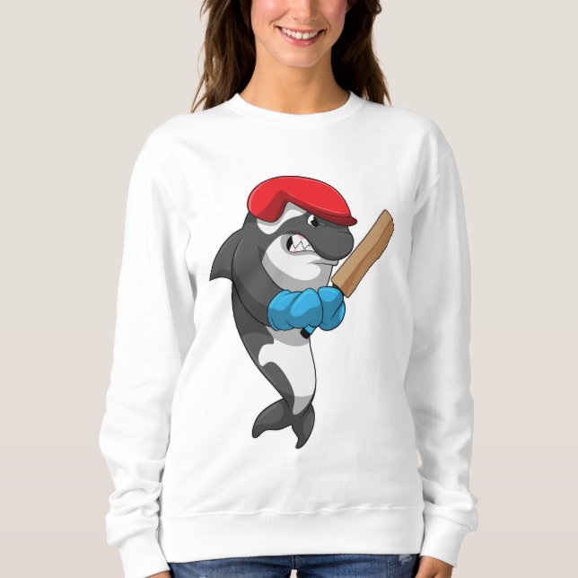 Killer whale i Cricket med Cricket fladdermus T Shirt (Framsida)