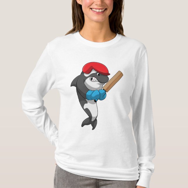 Killer whale i Cricket med Cricket fladdermus T Shirt (Framsida)