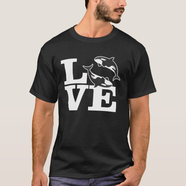 Killer Whale Kärlek Orcas T Shirt (Framsida)