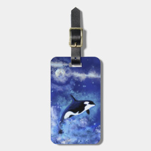 Killer Whale Luggage Tag Blue Full Moon Bagagebricka