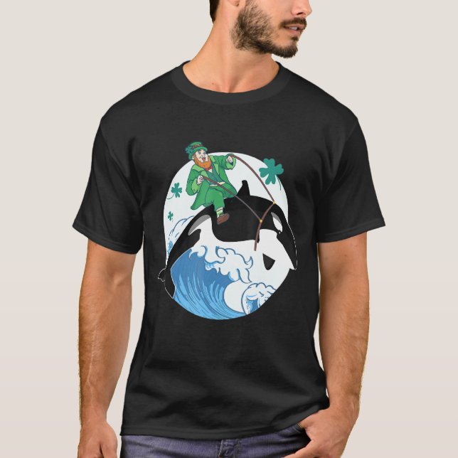 Killer Whale Ocean Orca Älskare Funny St Patrick D T Shirt (Framsida)