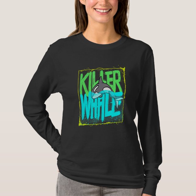 Killer Whale Ocean Orcas T Shirt (Framsida)