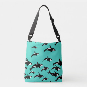 Killer Whale Ocean Print Blue Whale Wating Axelväska
