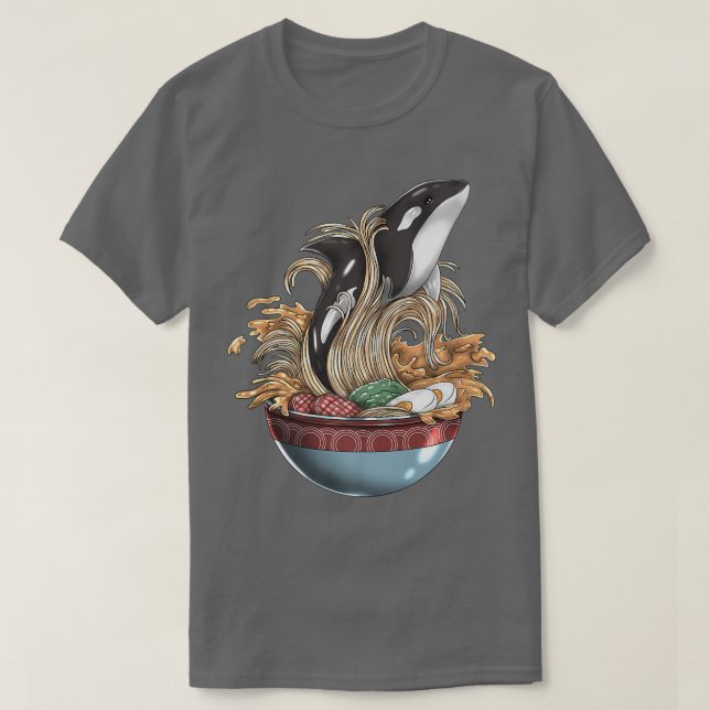 Killer Whale Orca Ramen Noodle Japanese Harajuku F T Shirt (Design framsida)