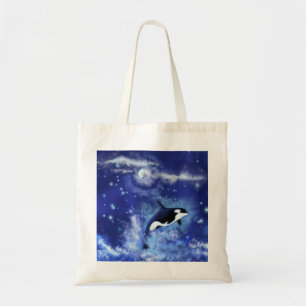 Killer Whale på Blue Full Moon Tote Bag Tygkasse