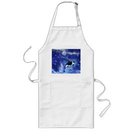 Killer Whale på Full Moon Apron - Målning Långt Förkläde