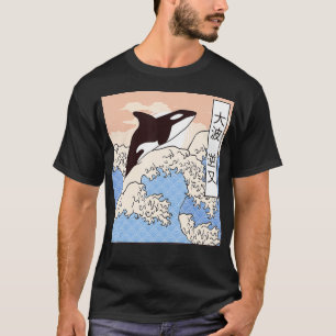 Killer Whale Riding Underbarerna Wave Orca Japansk T Shirt