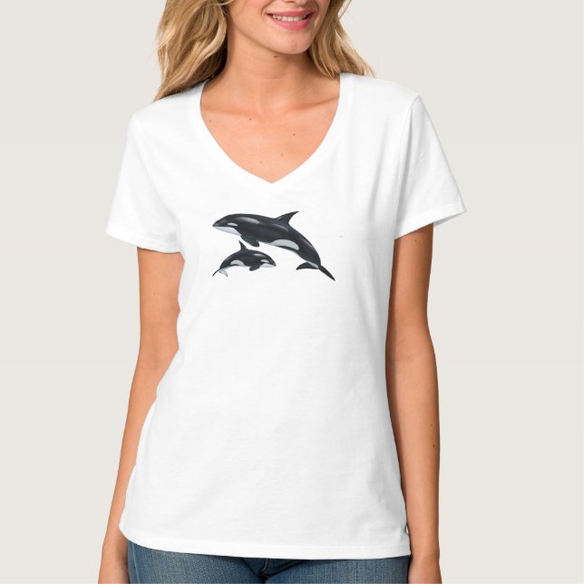 Killer Whale V-Nacke T-Shirt (Framsida)