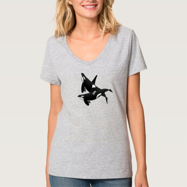 Killer Whale V-Nacke T-Shirt (Framsida)