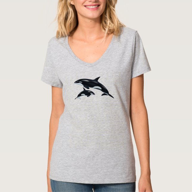 Killer Whale V-Nacke T-Shirt (Framsida)