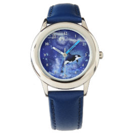 Killer Whale Watch Blue Full Moon Natt Armbandsur