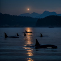 Killer Whales at Night - Orca Jigszle Puzzle