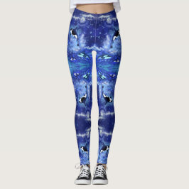 Killer Whales Blue Full Moon Spegel Leggings