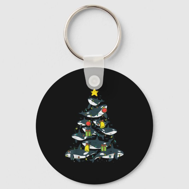 Killer Whales Christmas Tree Xmas Orca Women Men B Nyckelring (Framsida)