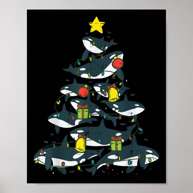 Killer Whales Christmas Tree Xmas Orca Women Men B Poster (Framsidan)