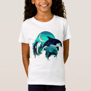 Killer Whales Coola Blue Nature Illustration T Shirt