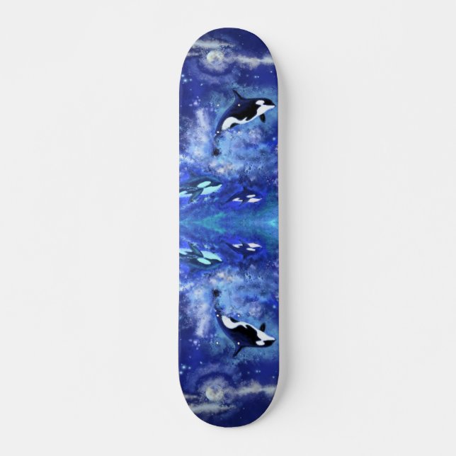 Killer Whales on Full Moon Skateboard - Blue (Framsida)