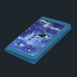 Killer Whales på Blue Full Moon Trifold Wallet<br><div class="desc">Killer Whales on Blue Full Moon Trifold Wallets - MIGNED Painting Design</div>