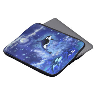 Killer Whales på Full Moon Laptop sleeve - Blue