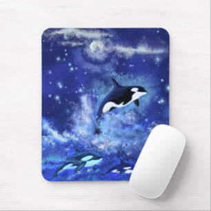 Killer Whales på fullfjädrad mus - blå Musmatta