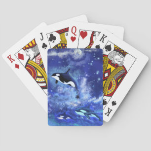 Killer Whales på fullmånes blåa uppspelningskort Casinokort