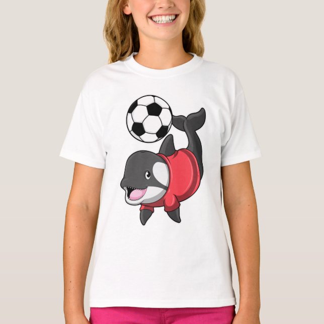 Killerval som fotbollsspelare med fotboll t shirt (Framsida)