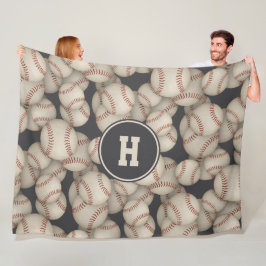 Killflickor baseball softball mönster monogrammad fleecefilt