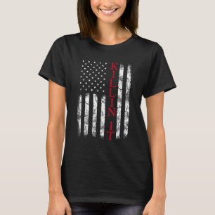 Killin´ It USA Flag Slogan Män Kvinnor Topp Killi T Shirt