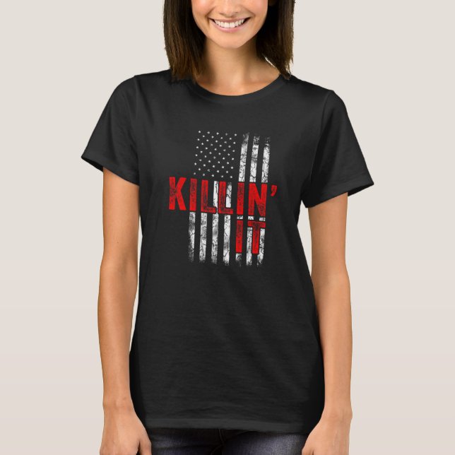 Killin' it USA flagga Slogan Manar Women Top Killi T Shirt (Framsida)