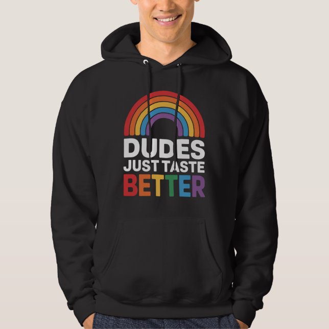Killingar Smakar Bara Bättre Roligt Hbtq Regnbåge Hoodie (Framsida)
